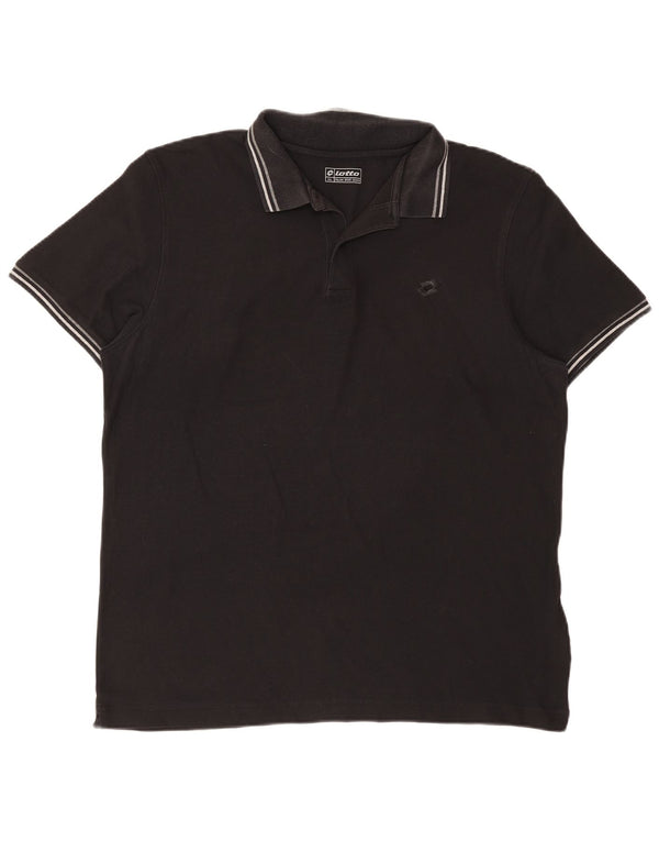 Polo da uomo Lotto 2XL in cotone a righe nere