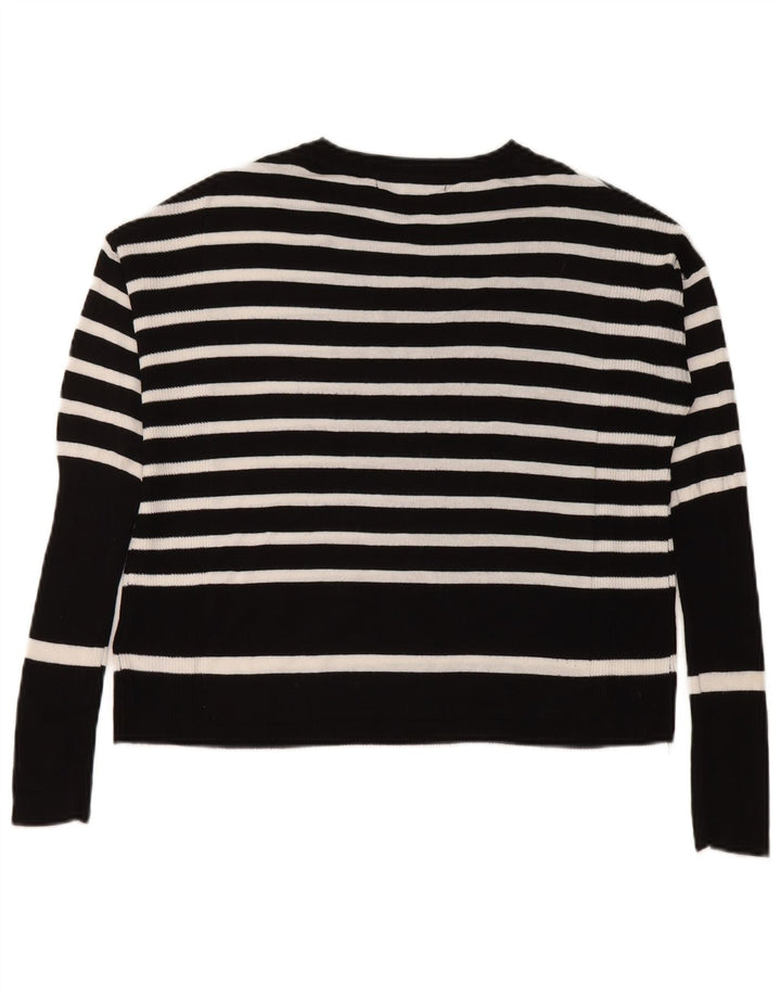 Maglione maglione girocollo da donna Marks & Spencer UK 14 medio a righe nere
