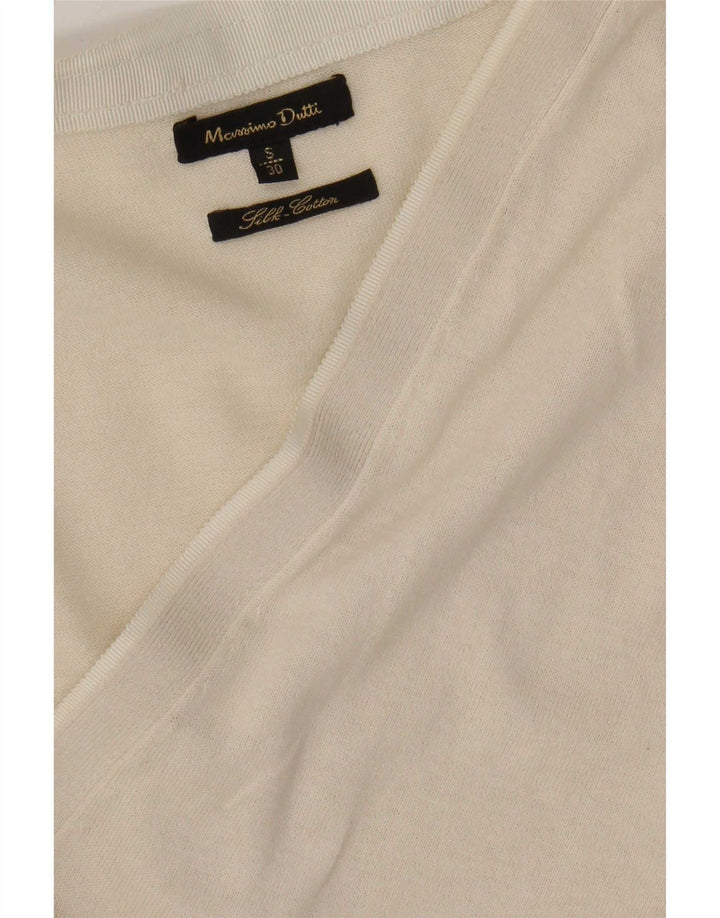 Maglione cardigan da donna Massimo Dutti UK 10 piccolo beige seta
