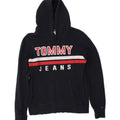 TOMMY JEANS Mens Graphic Hoodie Jumper Medium Navy Blue Cotton Vintage Tommy Jeans and Second-Hand Tommy Jeans from Messina Hembry 
