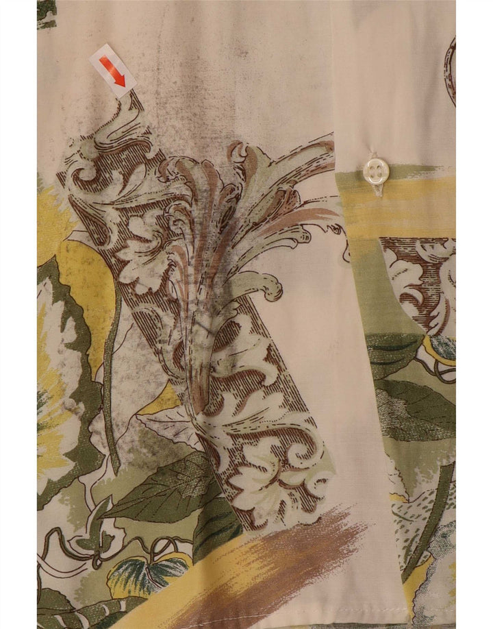 Camicia da uomo vintage grande floreale bianco