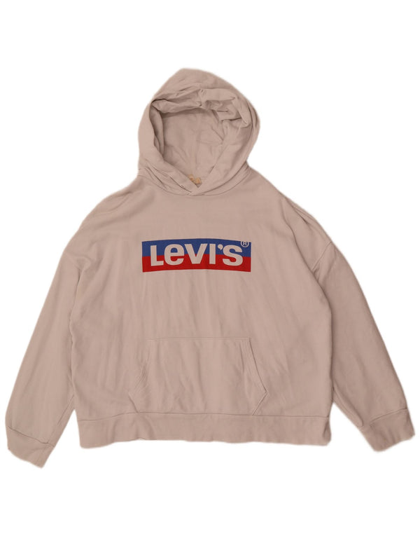 Levi's Womens Graphic Oversized Hoodie Jumper UK 14 Medium White Cotton