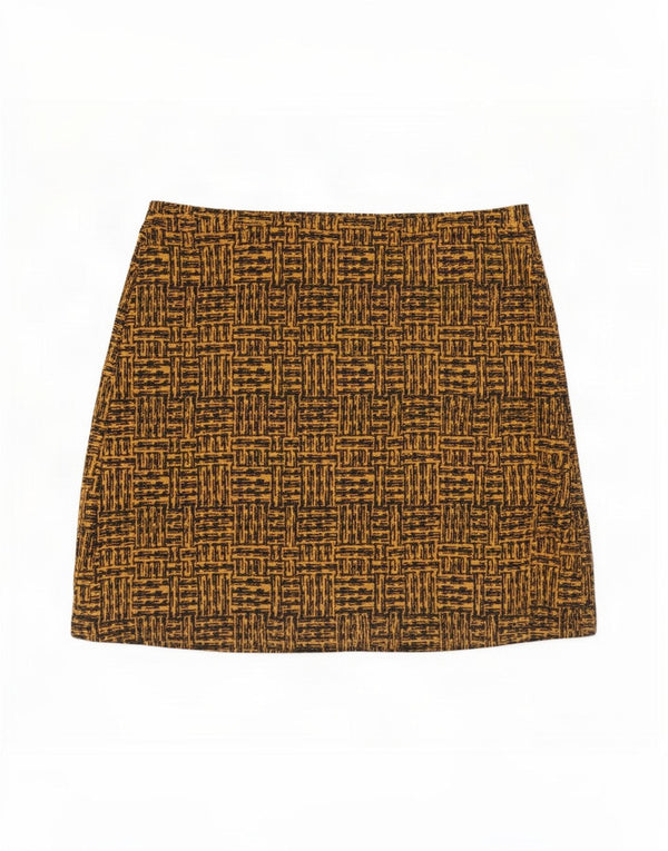Minigonna da donna Marks & Spencer UK 14 Large W36 Poliestere geometrico marrone