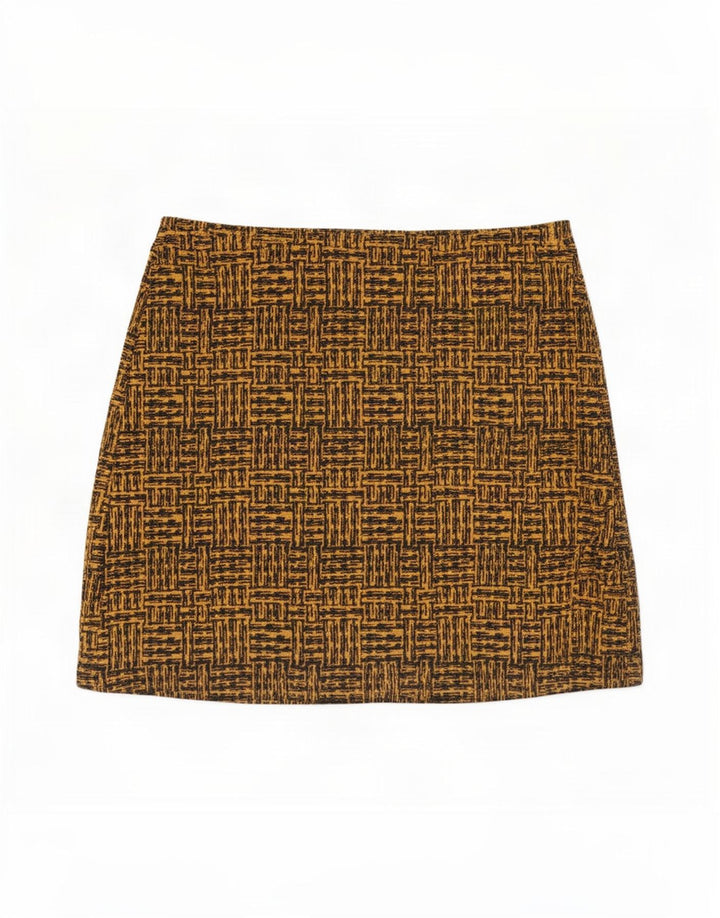 Minigonna da donna Marks & Spencer UK 14 Large W36 Poliestere geometrico marrone