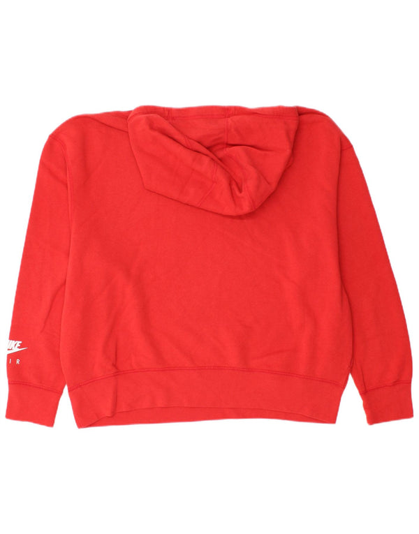 Felpa con cappuccio oversize Nike Air Graphic da donna UK 10 piccola in cotone rosso