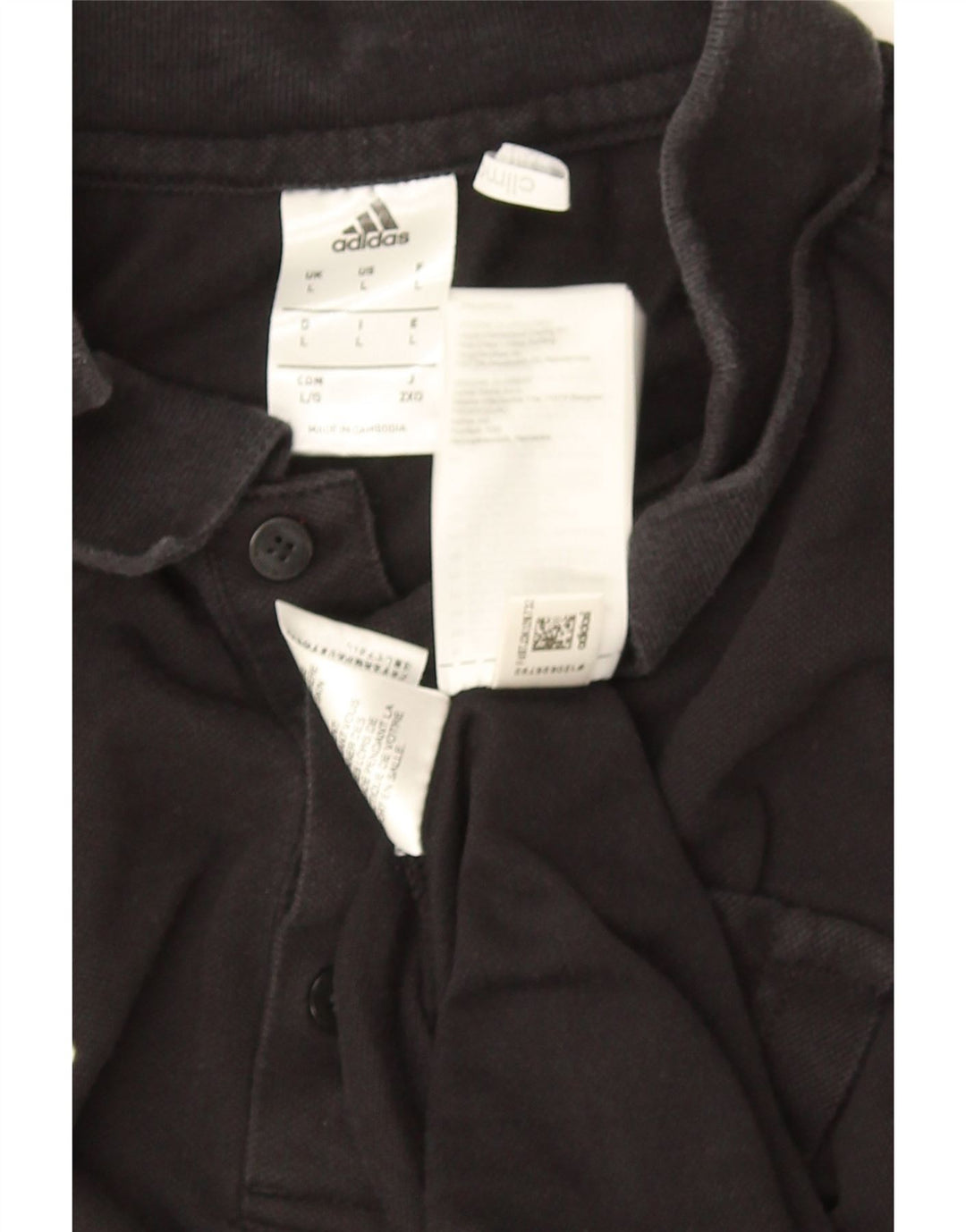 Polo Adidas Climalite da uomo grande in cotone nero