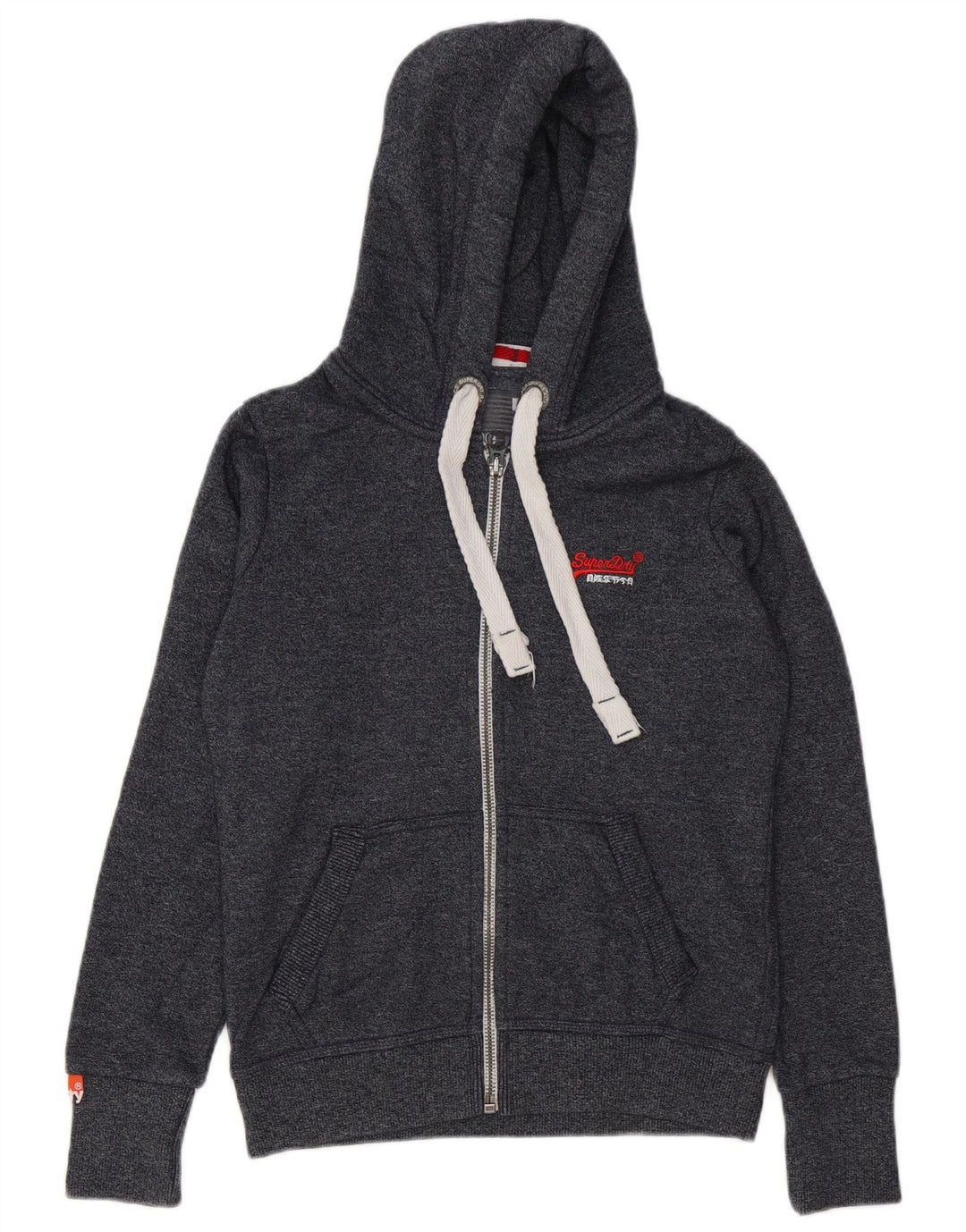 Maglione con cappuccio e zip da uomo Superdry in cotone screziato grigio medio
