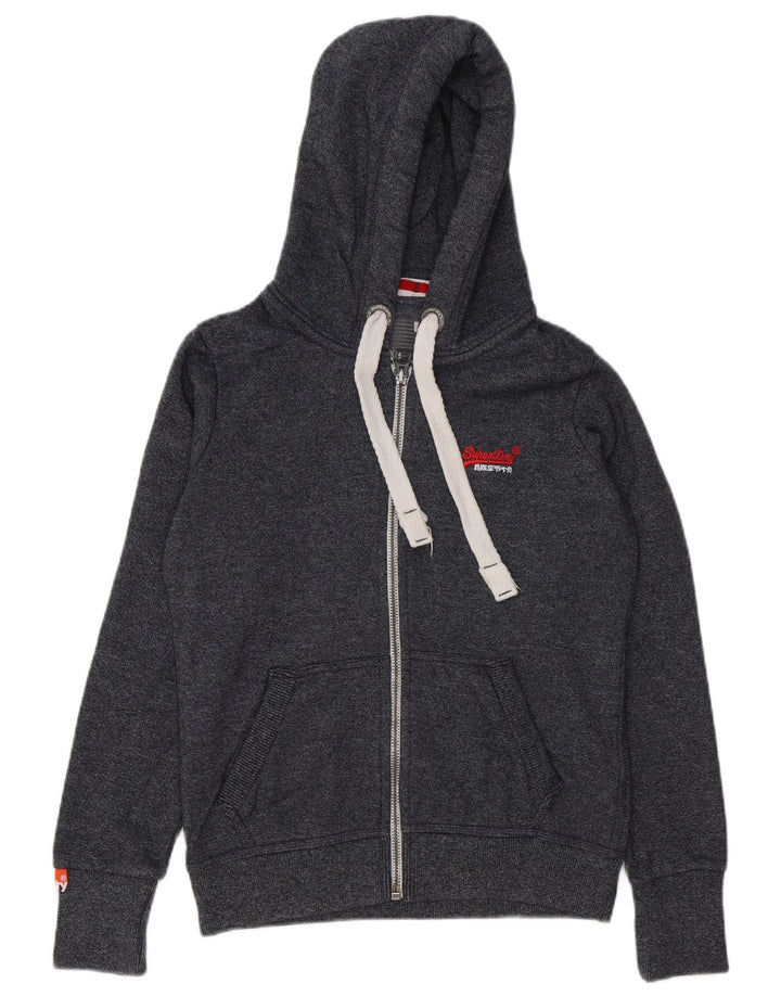 Maglione con cappuccio e zip da uomo Superdry in cotone screziato grigio medio