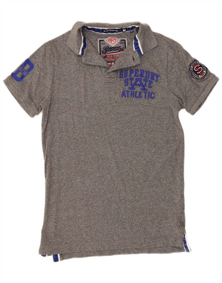Polo grafica da uomo SUPERDRY in cotone grigio medio