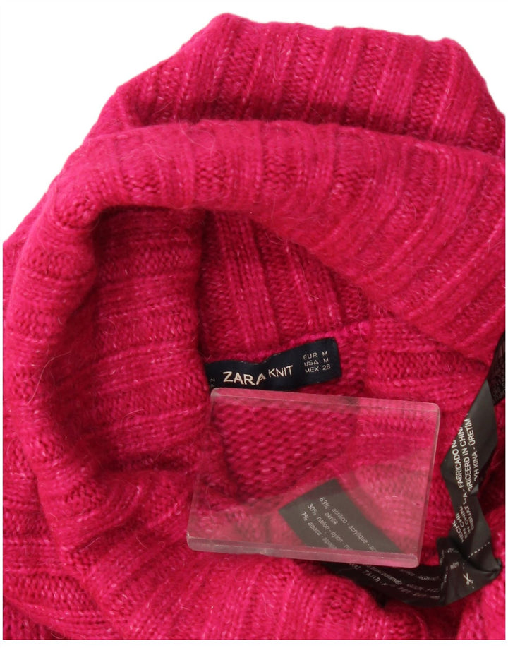 Maglione maglione oversize con collo alto da donna Zara UK 14 Acrilico rosa medio