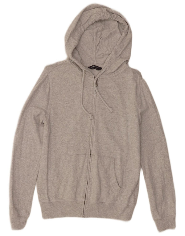 Marks & Spencer Womens Zip Hoodie Sweater UK 8 Small Grey Flecked Cotton