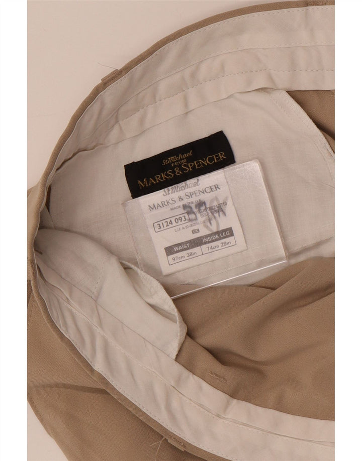 Pantaloni corti da uomo Marks & Spencer W38 L24 Poliestere beige