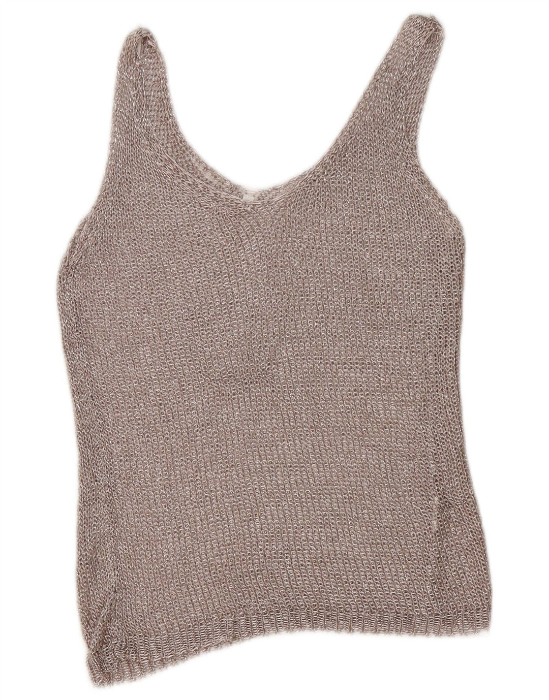 Canotta vintage da donna all'uncinetto UK 12 argento medio