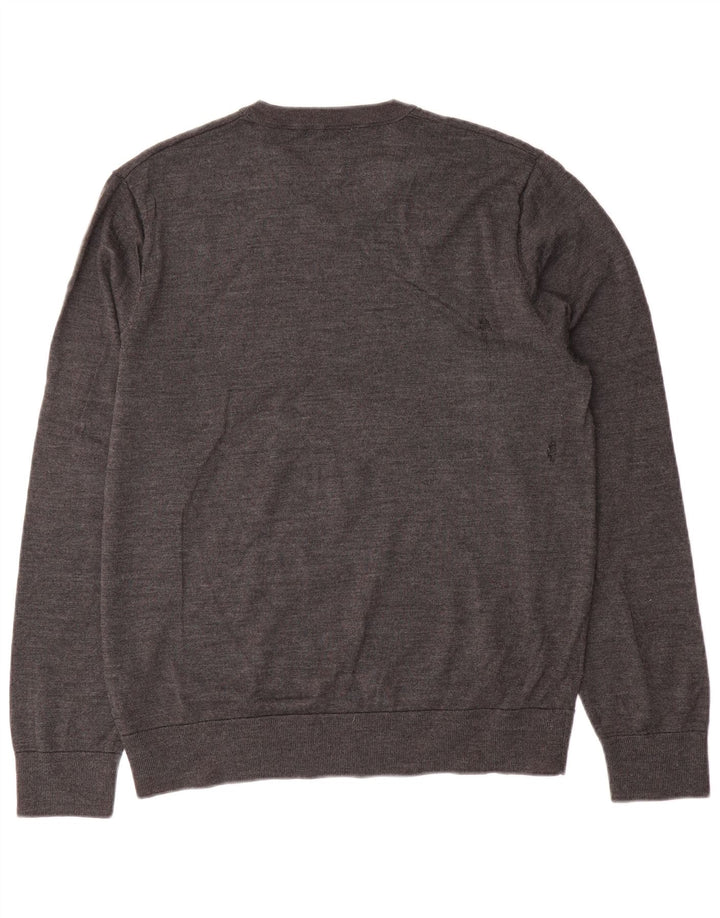 Maglione Gap da uomo con scollo a V, grande, in lana grigia