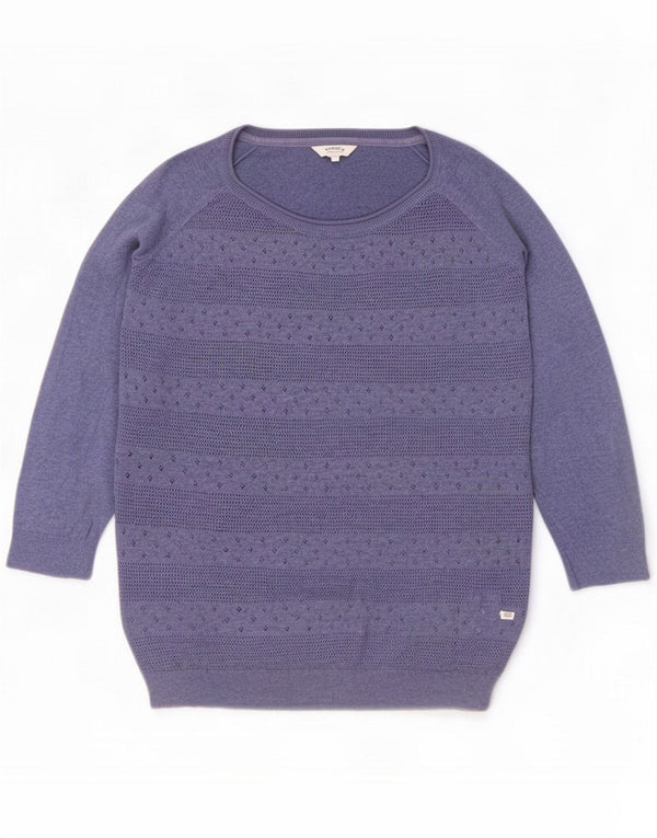 Fat Face Maglione da donna con scollo a barchetta e maniche a 3/4 UK 12 Blu medio