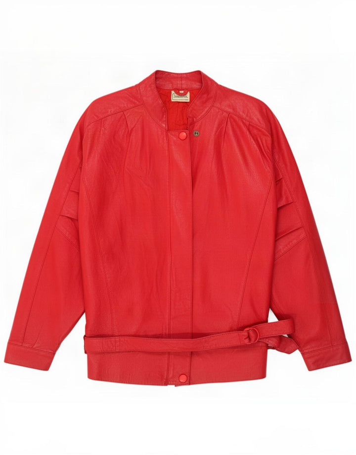 Giacca in pelle vintage da donna UK 16 grande rossa