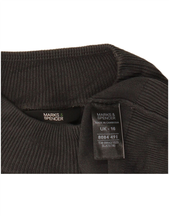 Maglione maglione a collo alto da donna Marks & Spencer UK 16 grande acrilico grigio