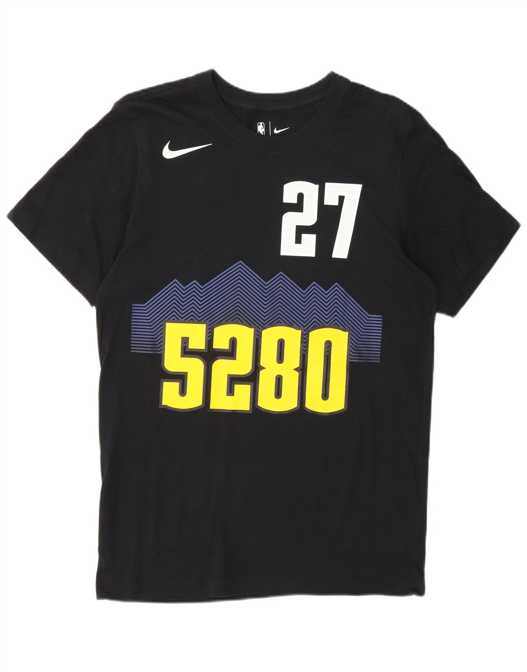 T-shirt grafica Nike Denver Nuggets da uomo, piccola, in cotone nero