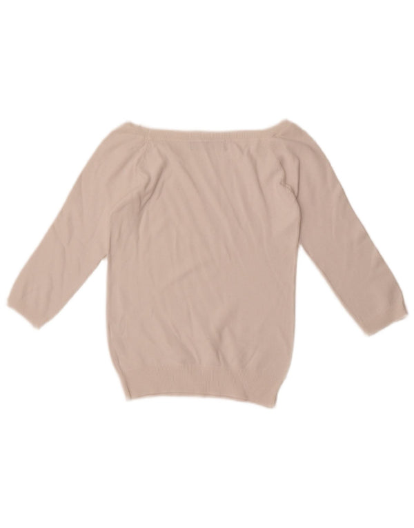 Maglione corto con scollo a barca e maniche a 3/4 Zara da donna UK 4 XS cotone bianco