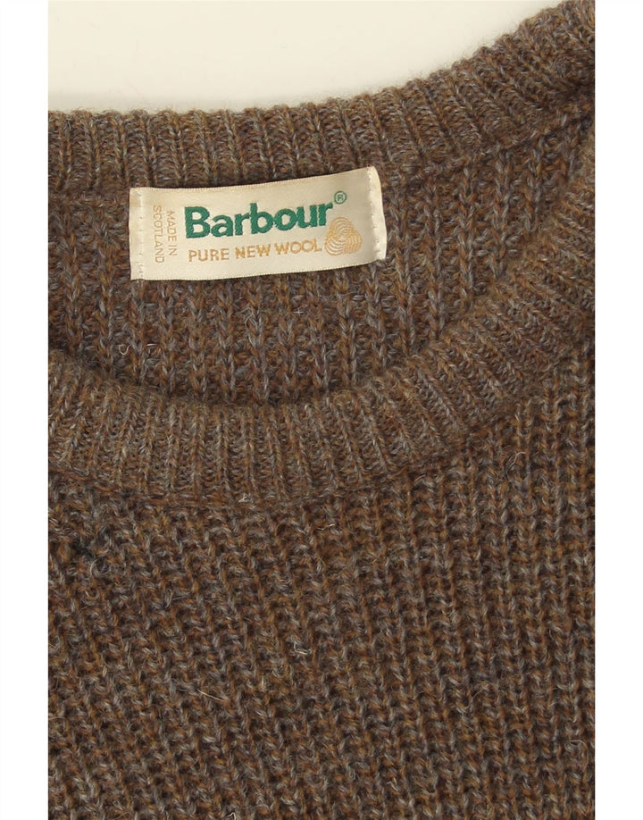 BARBOUR Maglione girocollo da uomo in lana vergine color kaki medio