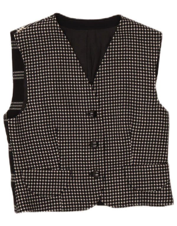Gilet da donna VINTAGE UK 12 medio nero a quadri