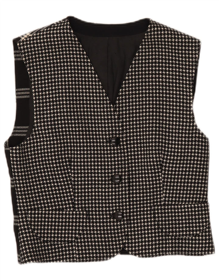 Gilet da donna VINTAGE UK 12 medio nero a quadri