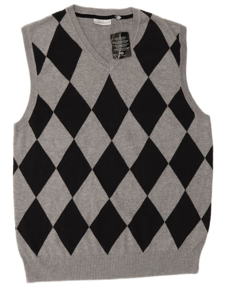 Angelo Litrico Canottiera da uomo Canotta XL Grigio Argyle/Diamond Cotton