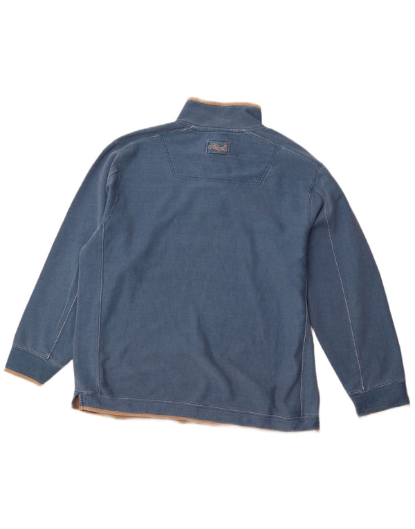 ANIMAL Felpa da uomo con collo abbottonato Maglione XL Cotone blu