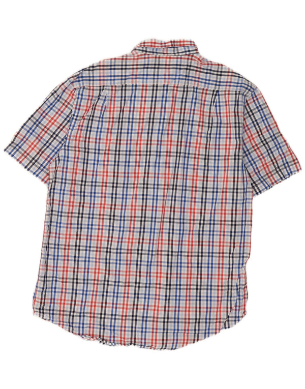 Camicia a maniche corte da uomo Izod in cotone a quadri multicolore grande