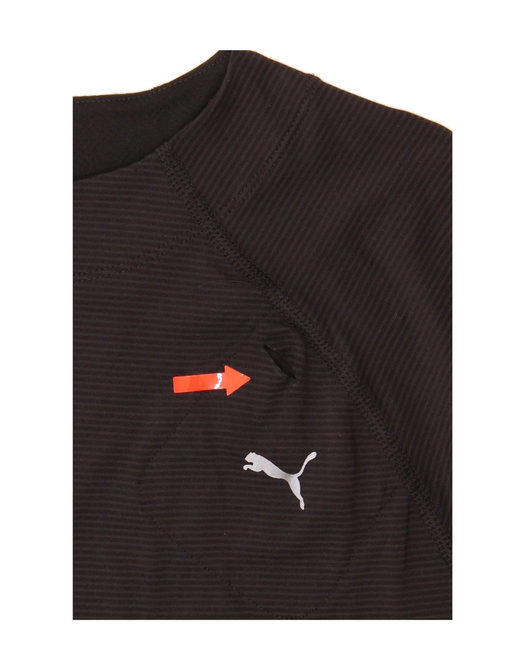 PUMA Womens T-Shirt Top UK 14 Medium  Black Striped Polyester Vintage Puma and Second-Hand Puma from Messina Hembry 