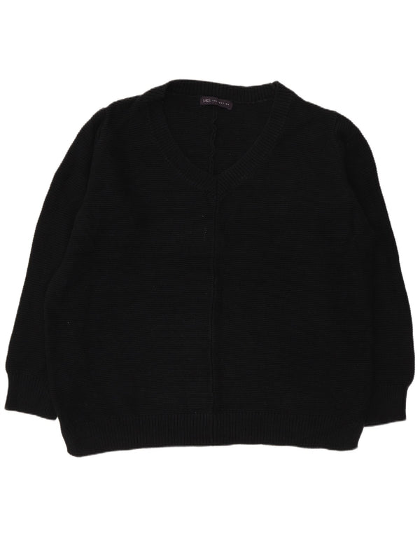 Maglione maglione con scollo a V da uomo Marks & Spencer UK 20 2XL cotone nero