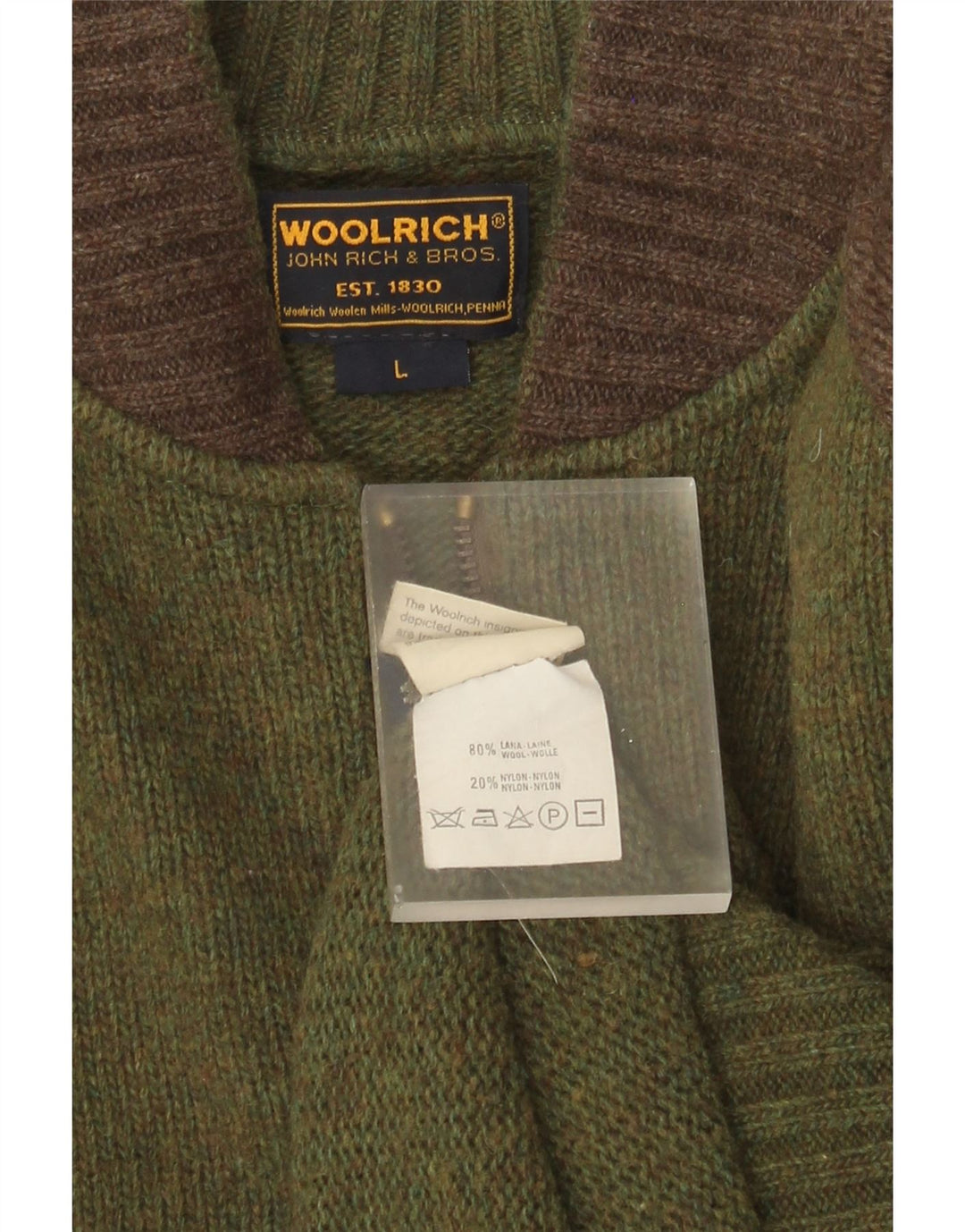Maglione cardigan grafico da uomo Woolrich Lana color block verde grande