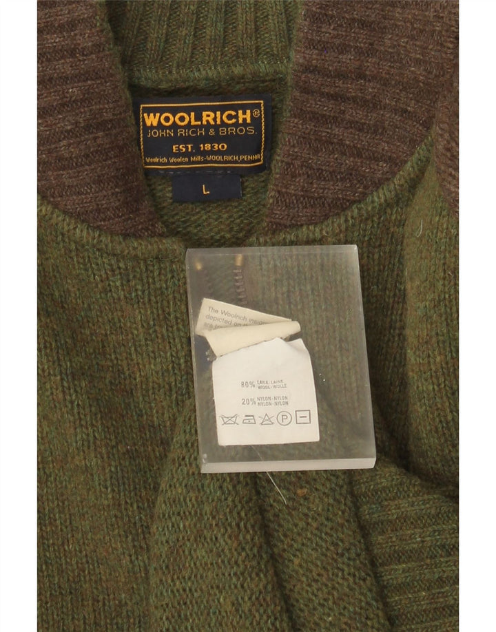 Maglione cardigan grafico da uomo Woolrich Lana color block verde grande