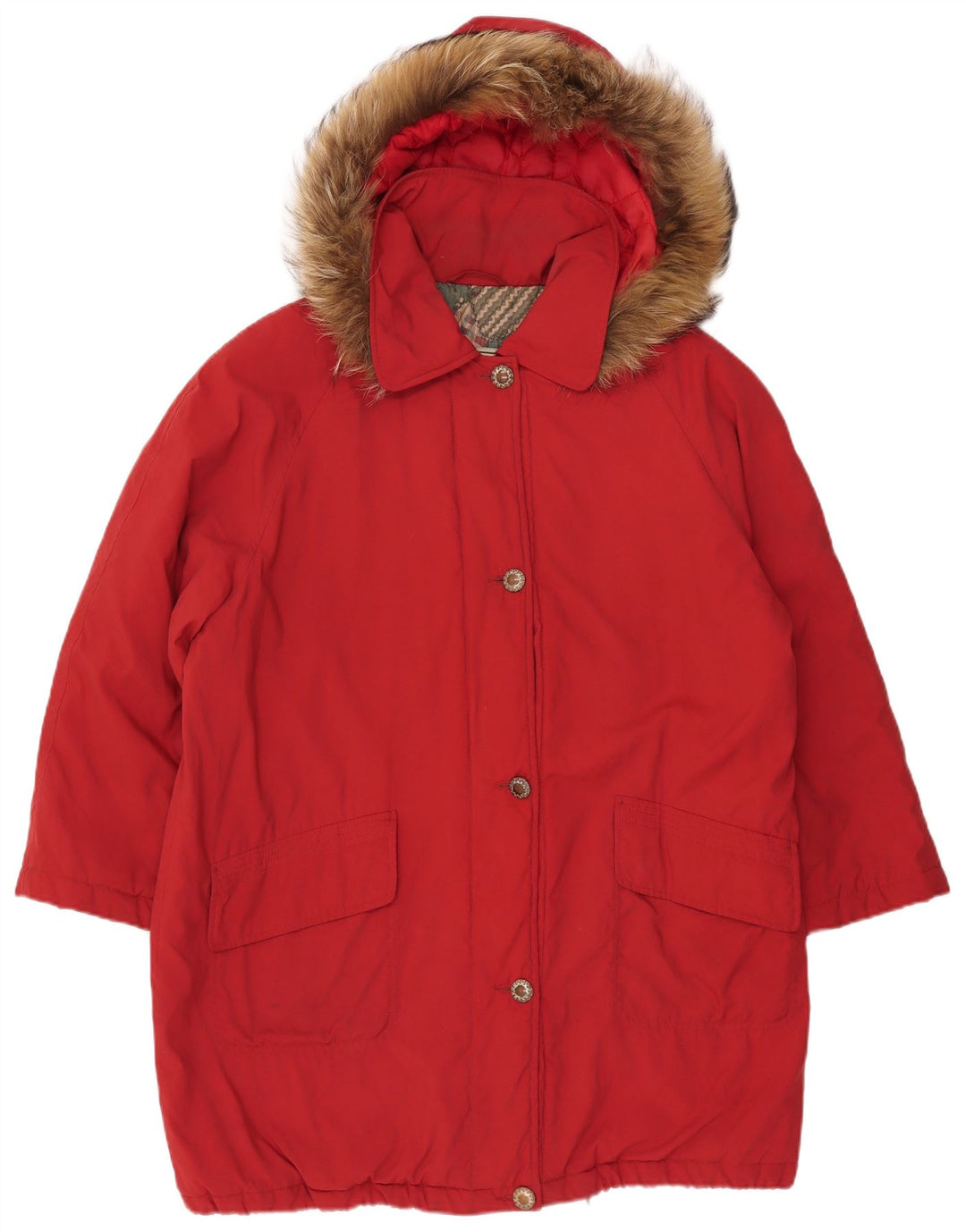 Parka oversize con cappuccio da donna vintage IT 44 rosso medio