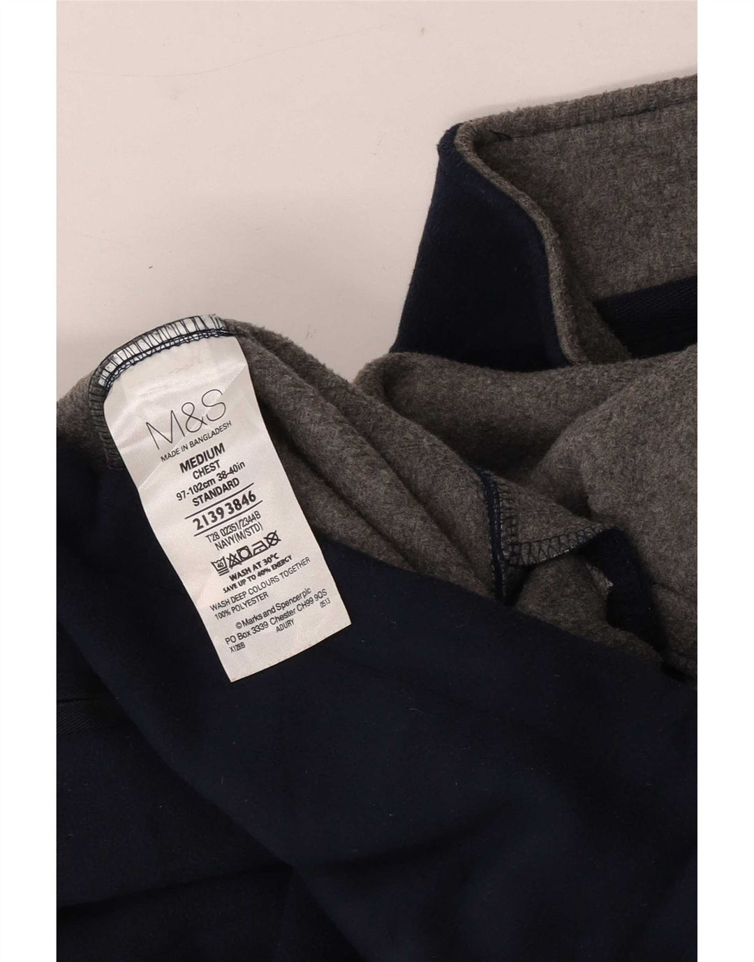 Giacca in pile da uomo Marks & Spencer UK 38 poliestere blu navy medio