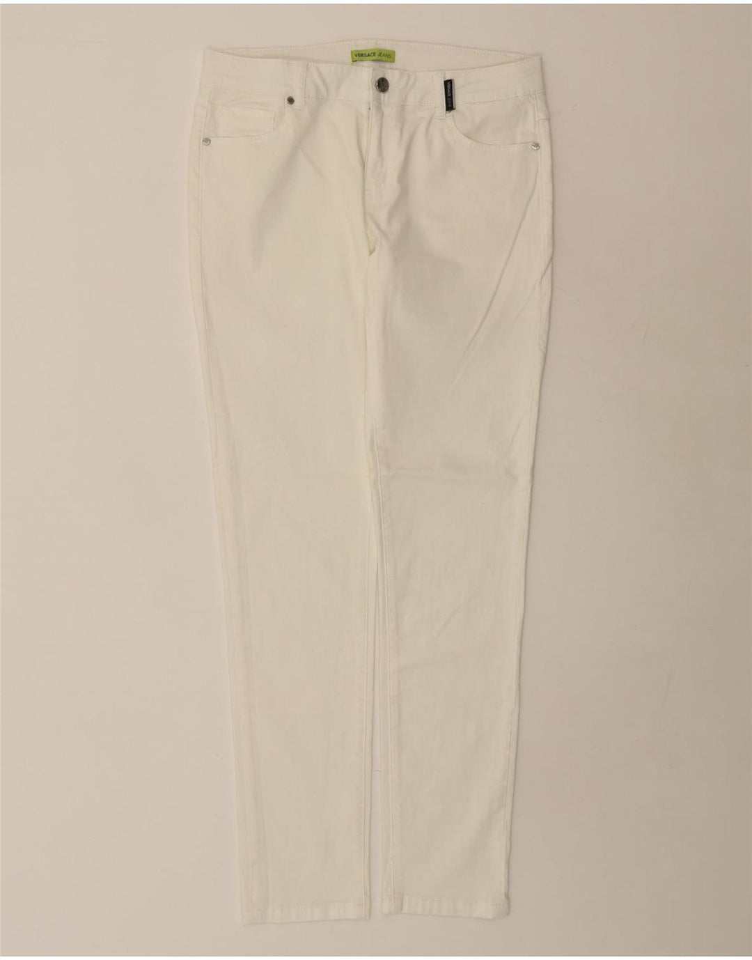 Jeans slim da donna Versace IT 44 medio W32 L31 cotone bianco