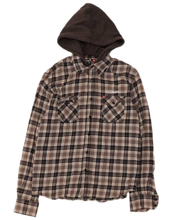 Camicia di flanella con cappuccio da uomo Quiksilver in cotone grigio medio