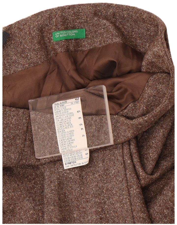 Minigonna dritta da donna Benetton IT 42 media W28 lana screziata marrone