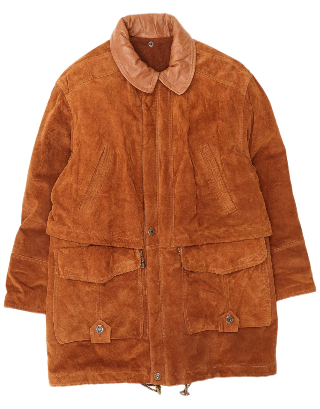 Soprabito vintage da uomo in pelle scamosciata IT 48 in pelle marrone medio