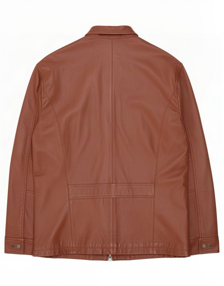 Giacca in pelle da uomo Geox UK 48 4XL Marrone