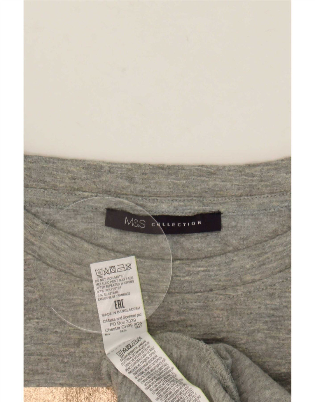 Marks & Spencer Top grafico da donna a maniche lunghe UK 16 Large Grigio Colourblock
