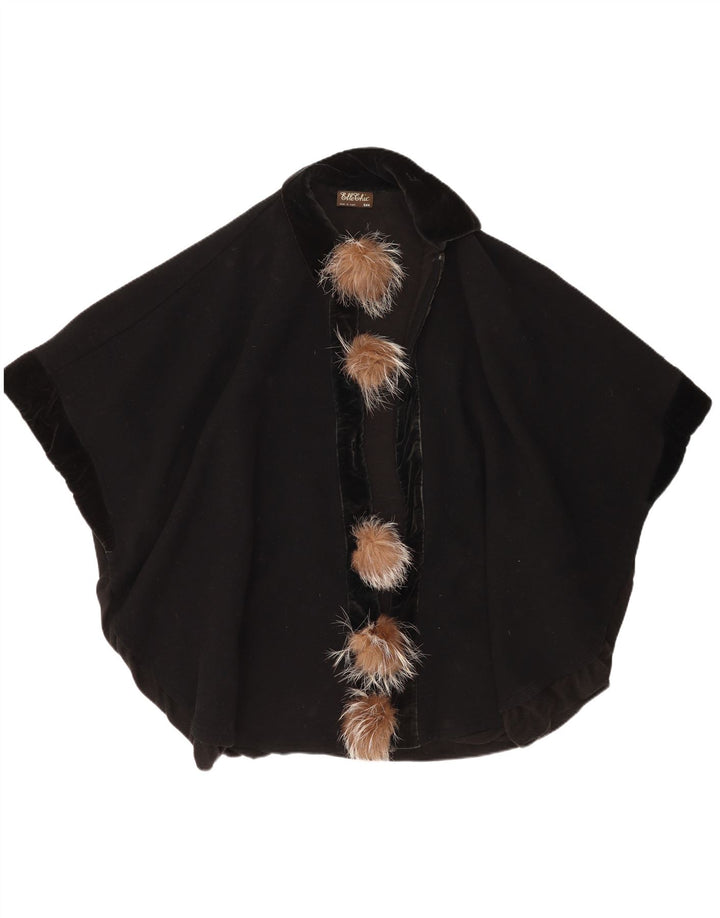 Cappotto a mantella oversize vintage da donna, taglia unica, nero