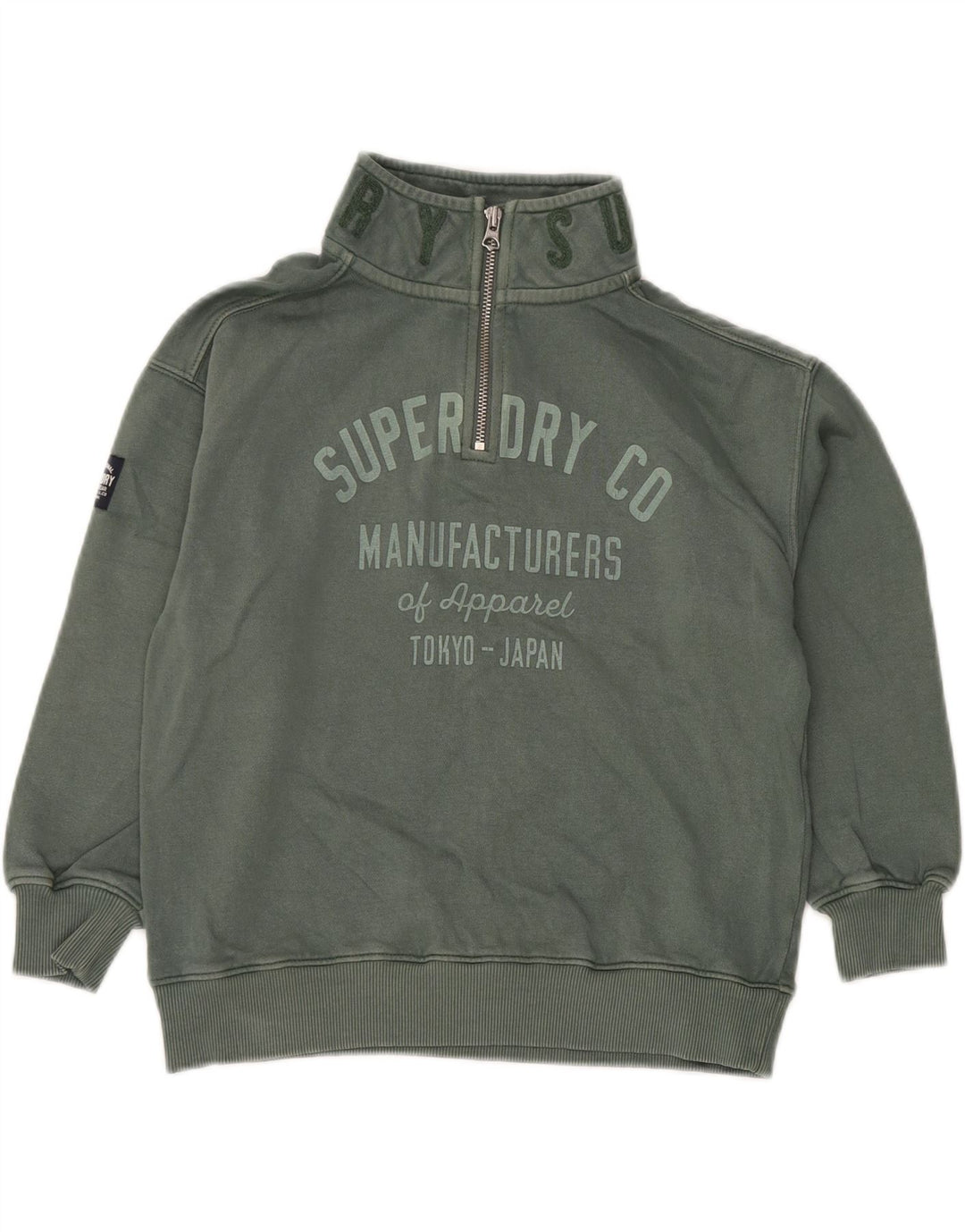 Felpa con collo con zip grafica per ragazzi SUPERDRY 7-8 anni in cotone verde