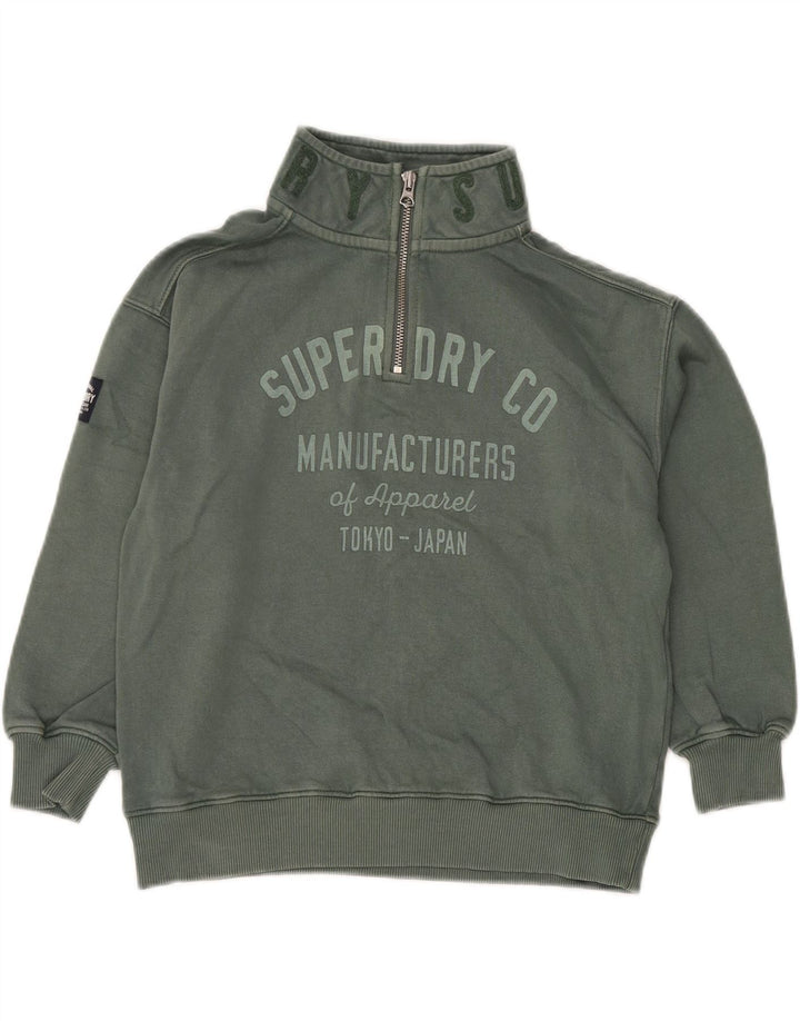 Felpa con collo con zip grafica per ragazzi SUPERDRY 7-8 anni in cotone verde