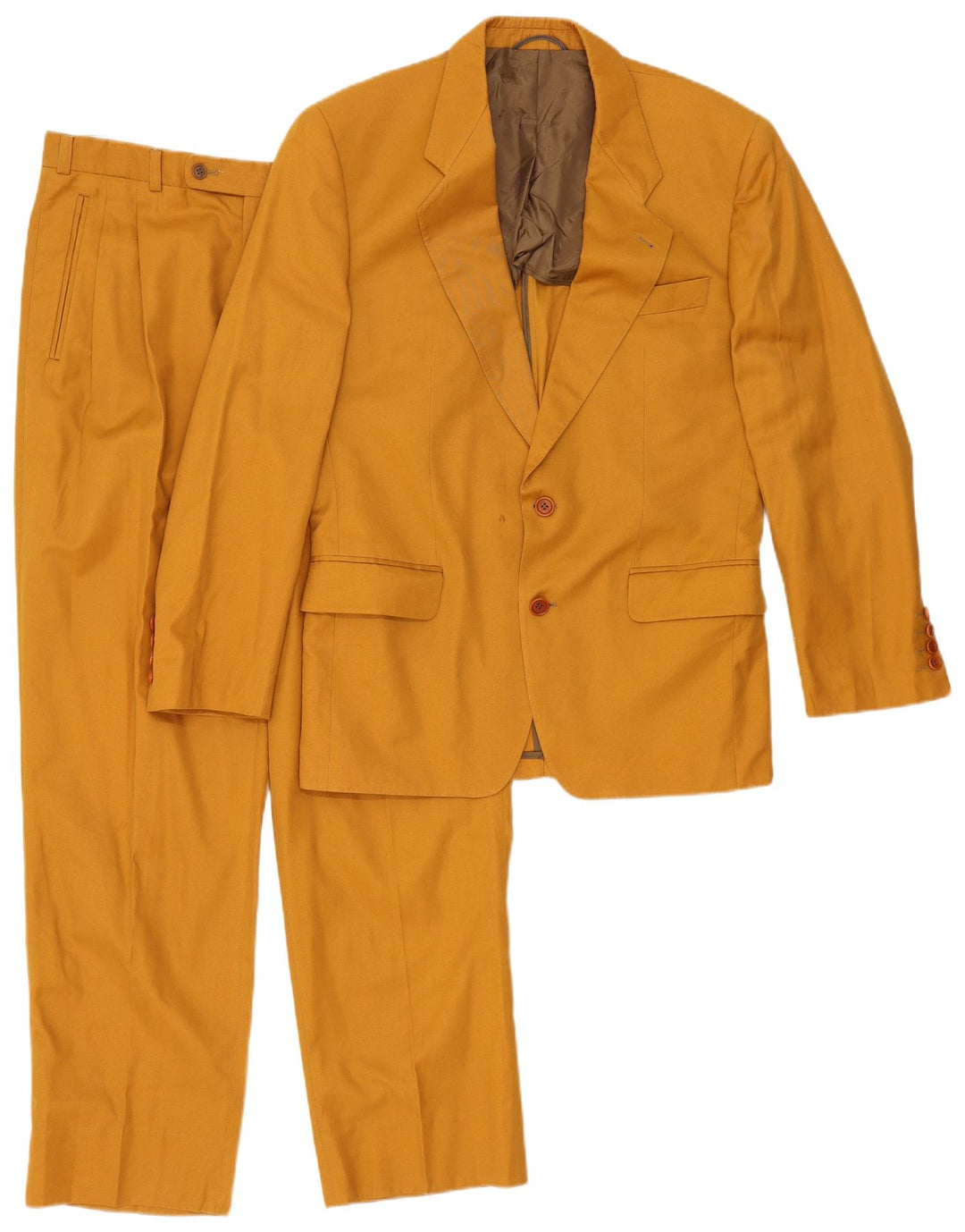 Abito vintage da uomo a 2 bottoni e 2 pezzi IT 48 medio W32 L32 in cotone giallo