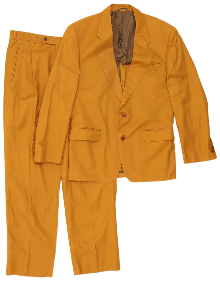 Abito vintage da uomo a 2 bottoni e 2 pezzi IT 48 medio W32 L32 in cotone giallo
