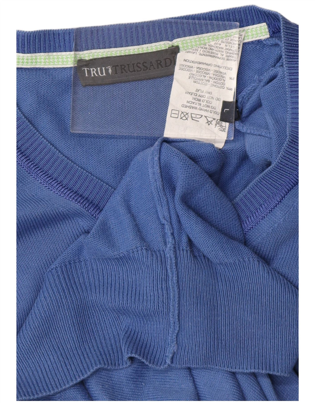 Maglione Uomo Scollo V TRUSSARDI Large Blu Cotone