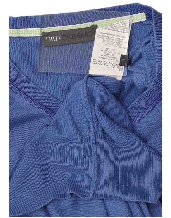 Maglione Uomo Scollo V TRUSSARDI Large Blu Cotone