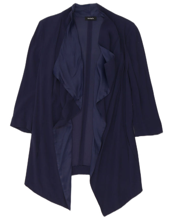 Max & Co. Giacca blazer aperta da donna con maniche a 3/4 UK 6 XS in viscosa blu navy