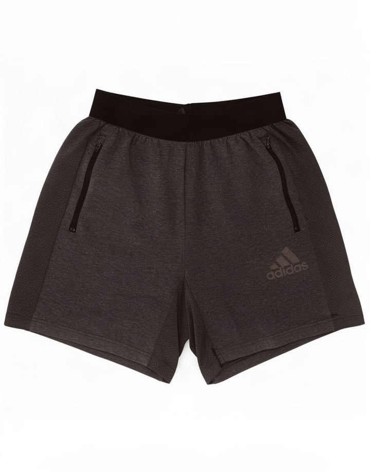 Pantaloncini sportivi grafici da uomo Adidas in cotone color block grigio medio